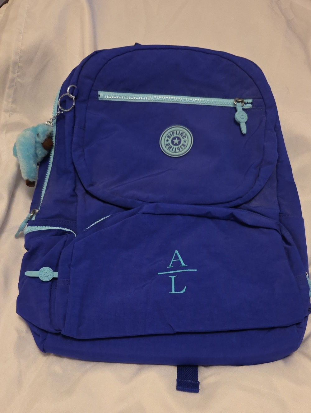 Kipling Royal Blue Backpack with Light Aqua Accents